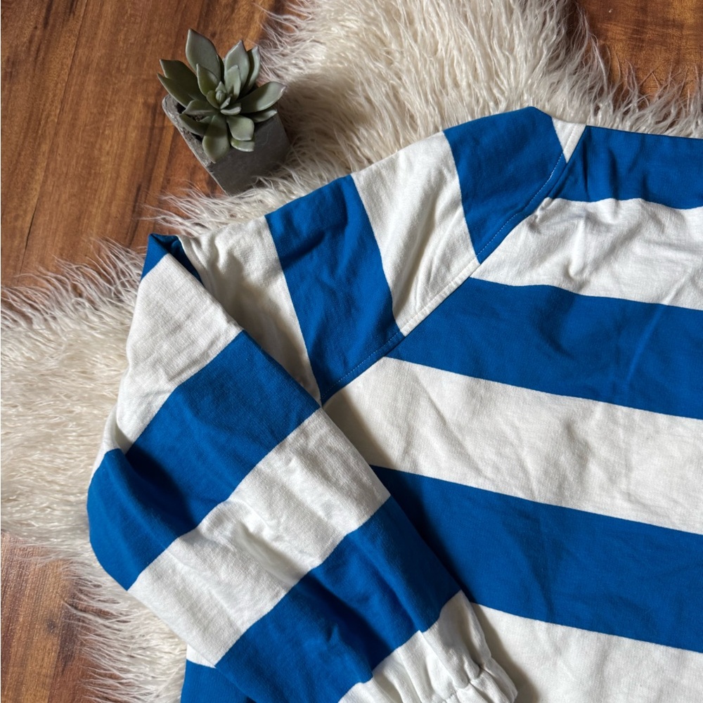 Maeve Anthropologie Blue Stripe Boat Neck Sweatshirt - Picture 7 of 7